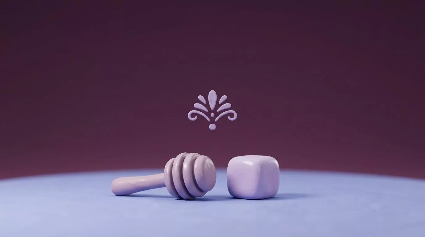 Honey dipper beside a sugar cube: is honey better than sugar, by the gram