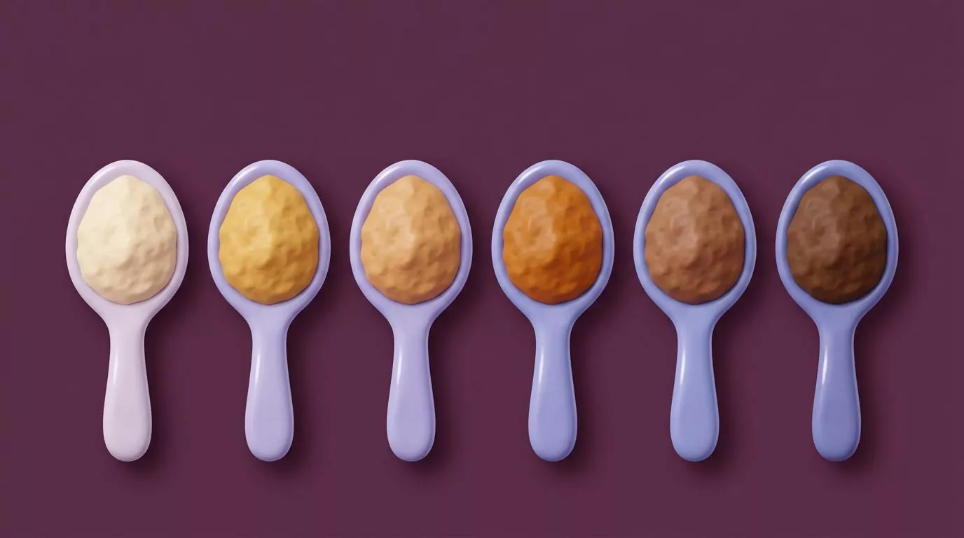 Six teaspoons from palest white to darkest muscovado, all the same size: is brown sugar healthier than white sugar
