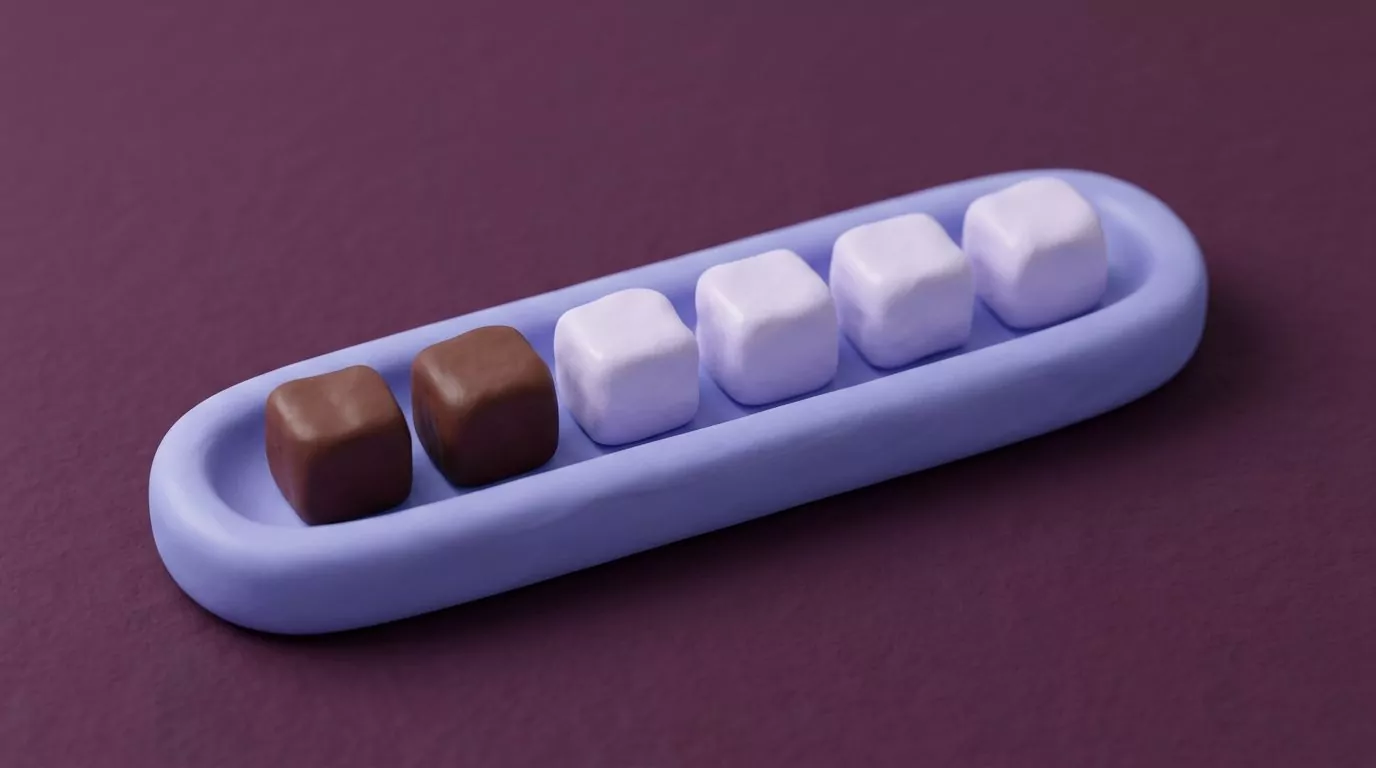 A daily added sugar budget of six sugar cubes with two brown cubes already used, showing brown sugar against the AHA limit